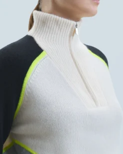 Bicolor Quarter Zip Neck Sweater