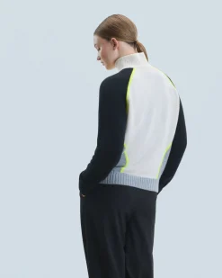 Bicolor Quarter Zip Neck Sweater