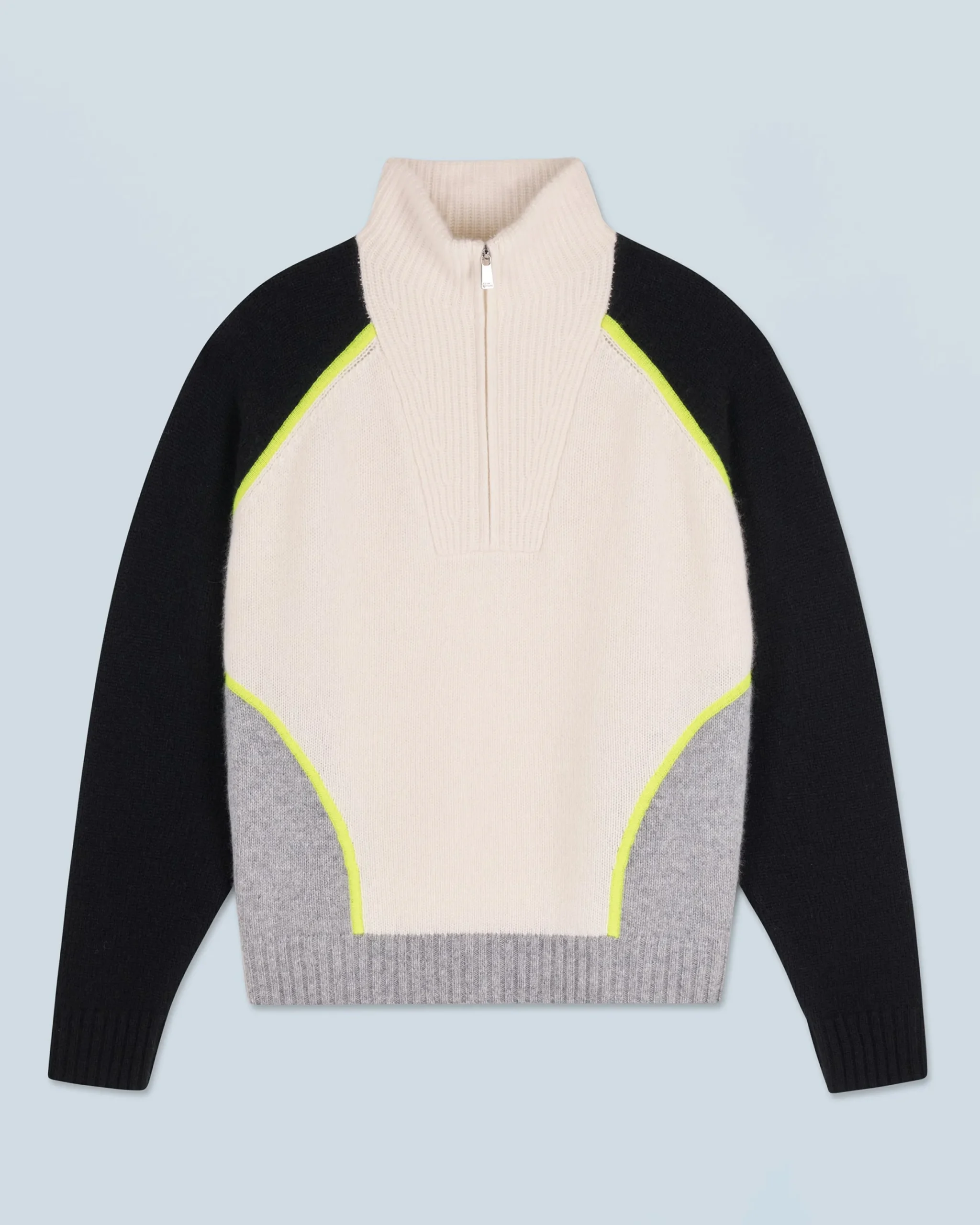 Bicolor Quarter Zip Neck Sweater