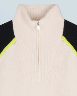Bicolor Quarter Zip Neck Sweater