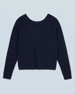 Crewneck Backless Buttoned Sweater