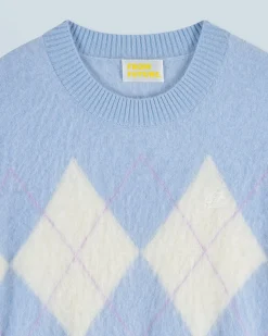 Crewneck Sweater in Brushed Cashmere with Diamond Pattern