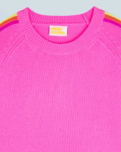 Crewneck Sweater with Multi-Colored Bands