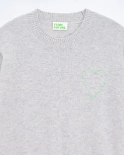 Embroidered Heart Crewneck Sweater