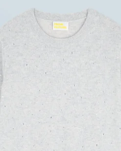 Lightweight Allover Rhinestone Crewneck Sweater