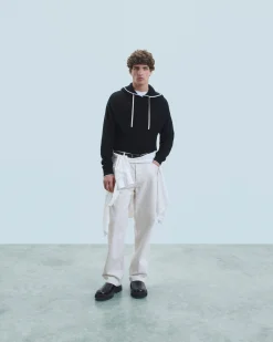 Lightweight Contrast Trim Hoodie Sweater