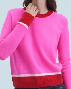 Lightweight Contrast Two-tone Crewneck Sweater