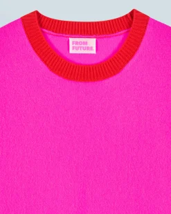 Lightweight Contrast Two-tone Crewneck Sweater