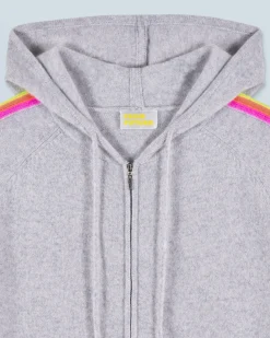 Lightweight Hoodie with Multicolor Sleeve Stripes