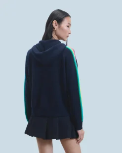 Lightweight Hoodie with Multicolor Sleeve Stripes