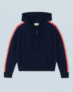 Lightweight Hoodie with Multicolor Sleeve Stripes