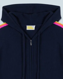 Lightweight Hoodie with Multicolor Sleeve Stripes
