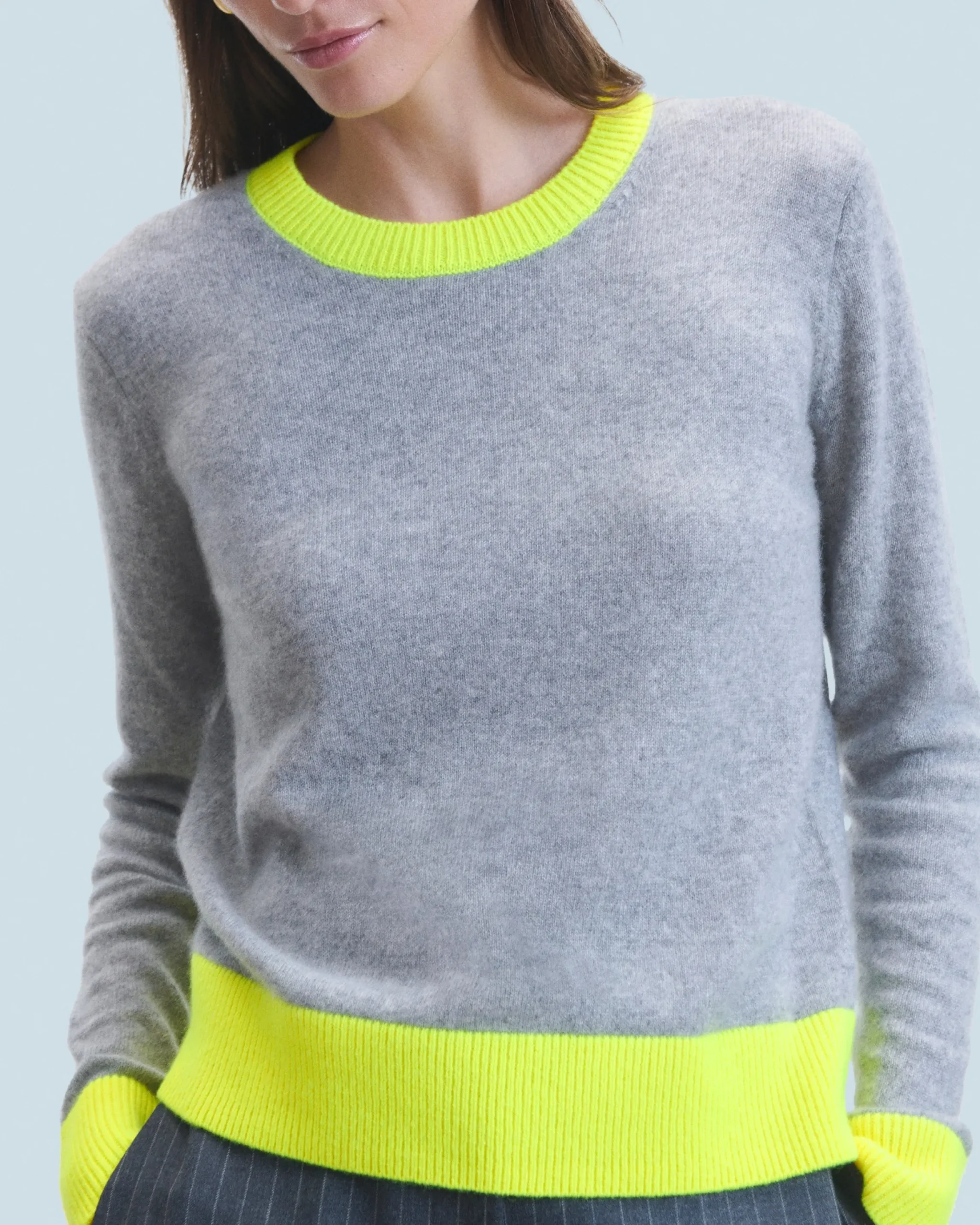 Lightweight Two-Tone Crewneck Sweater