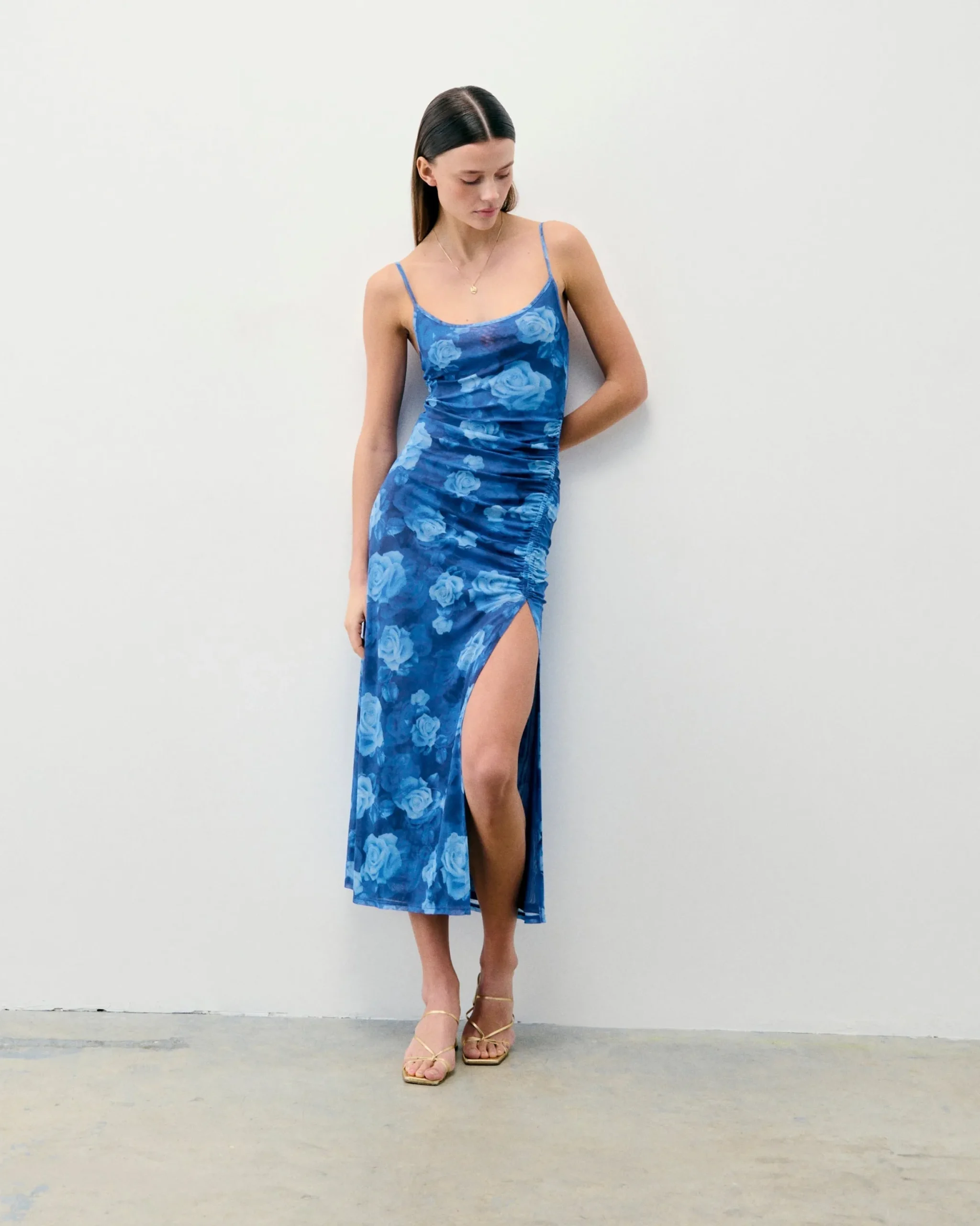 Long Mesh Dress With Fine Straps