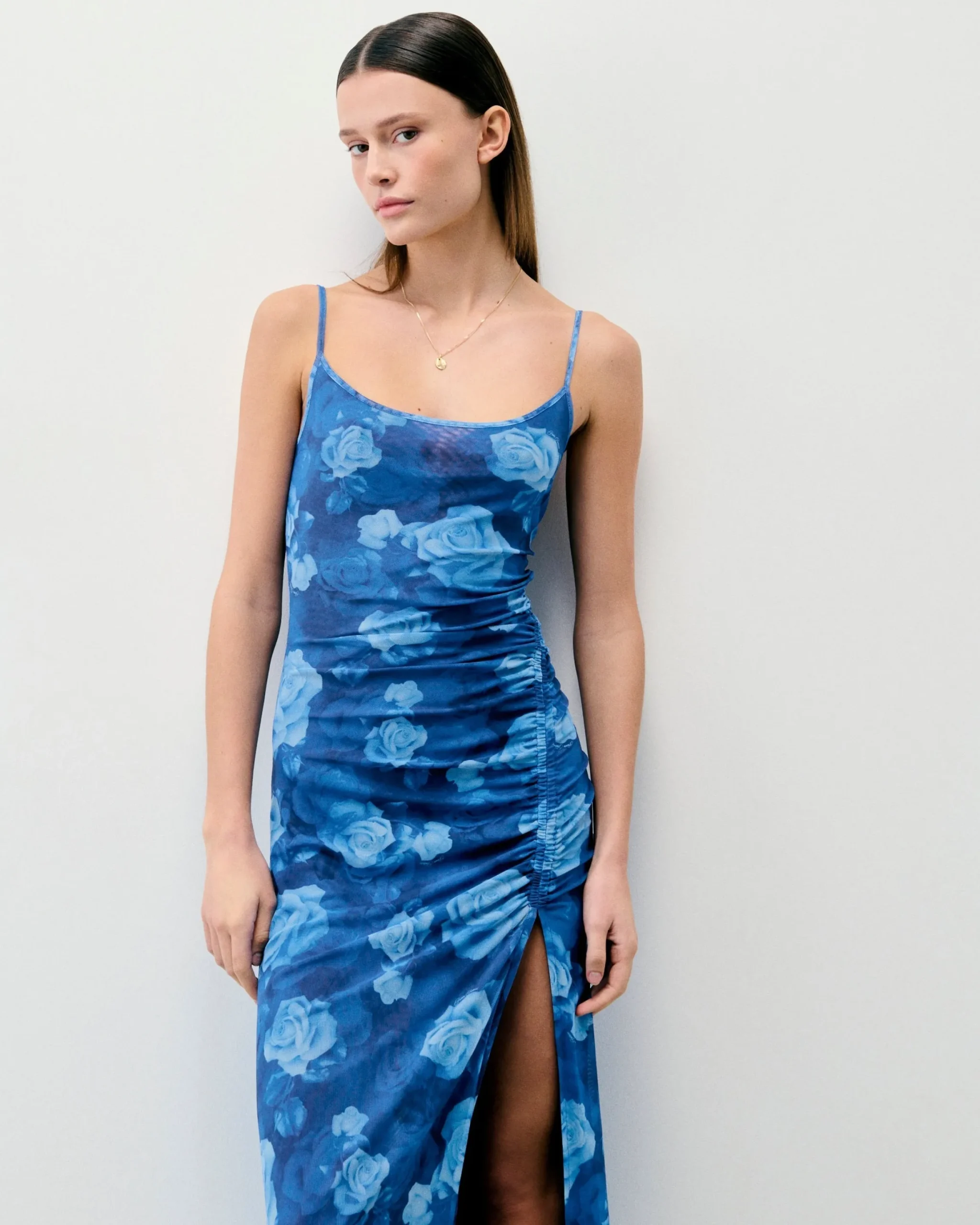 Long Mesh Dress With Fine Straps