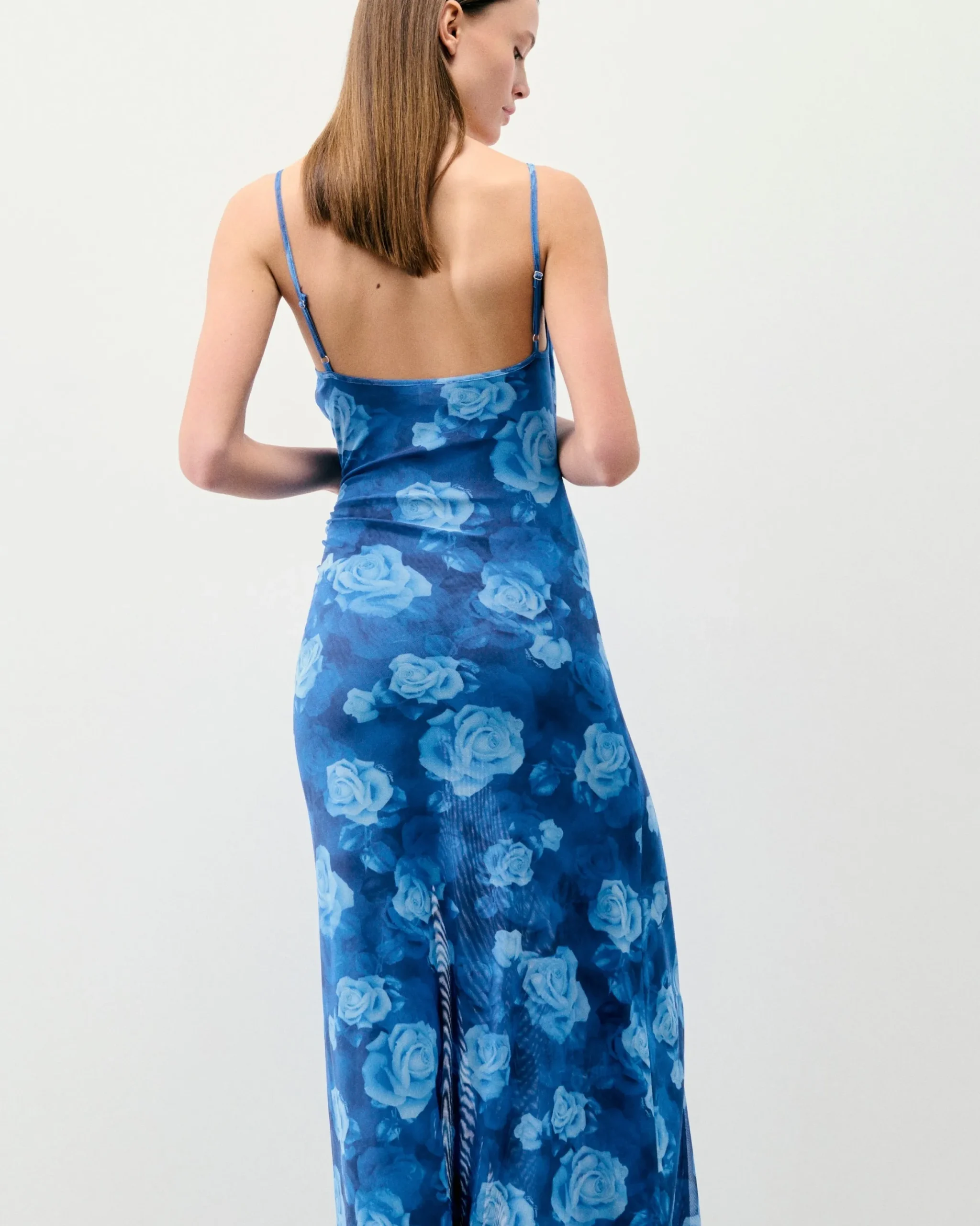 Long Mesh Dress With Fine Straps