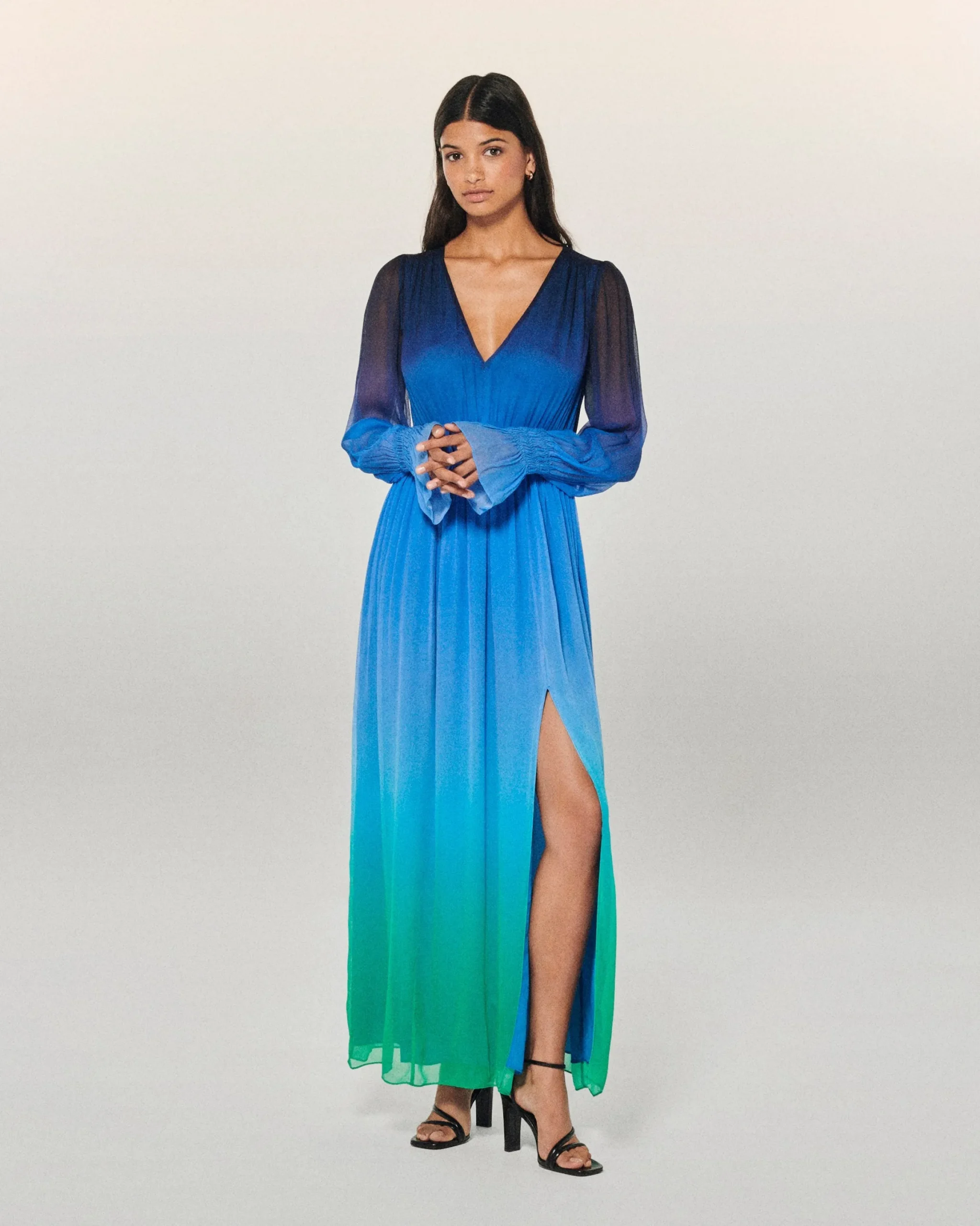 Long Sleeve Chiffon Long Dress