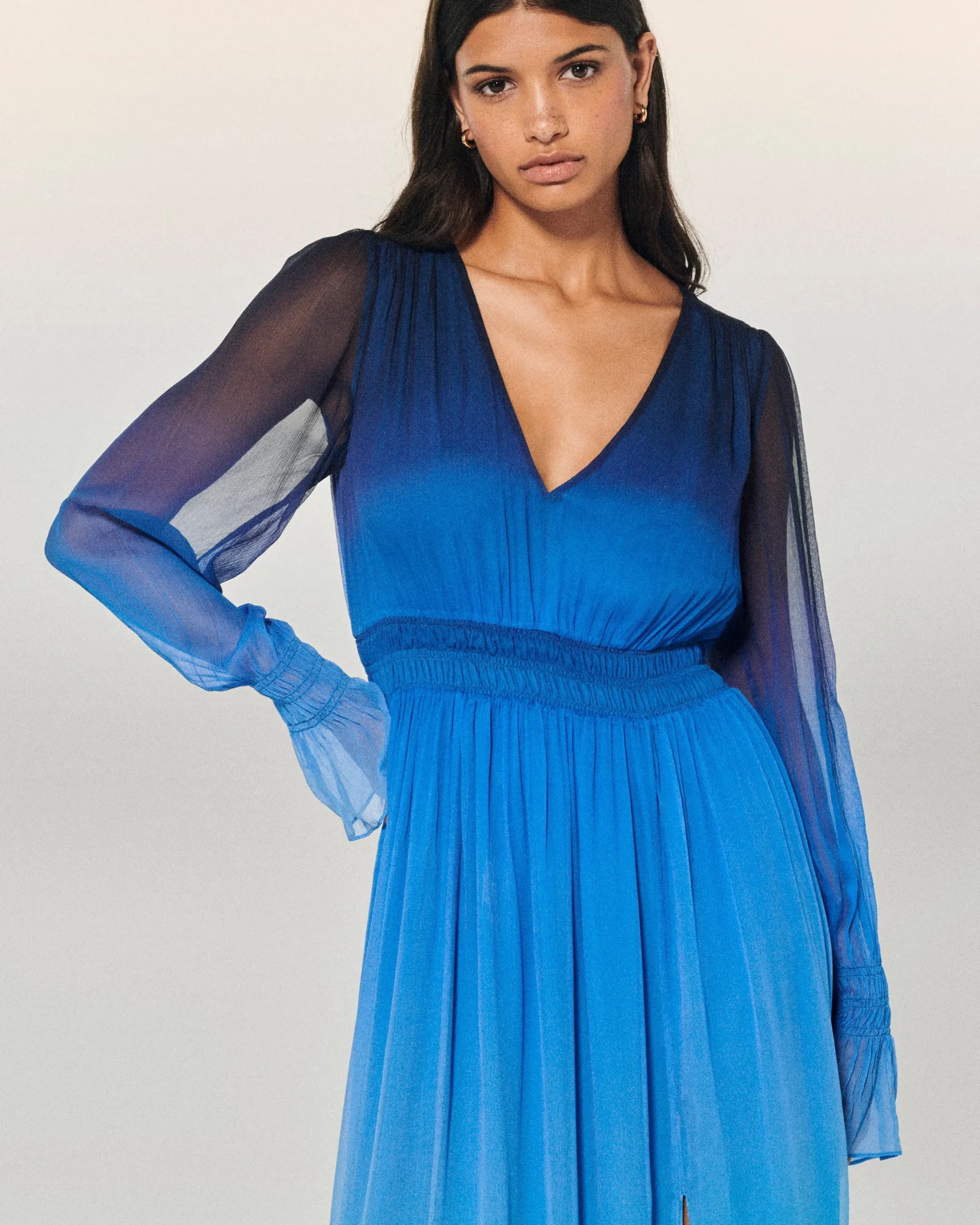 Long Sleeve Chiffon Long Dress