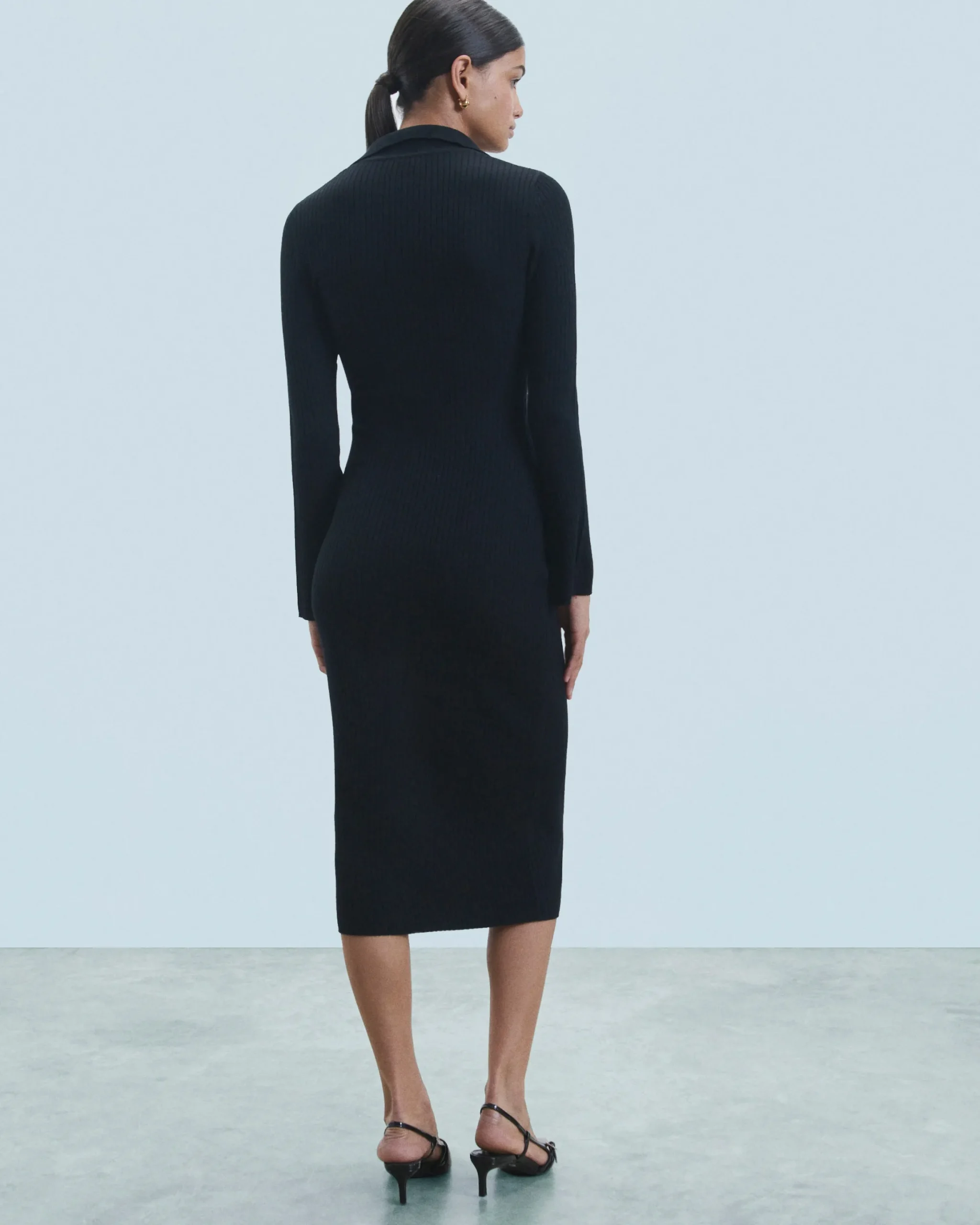 Long Sleeve Polo Neck Long Dress