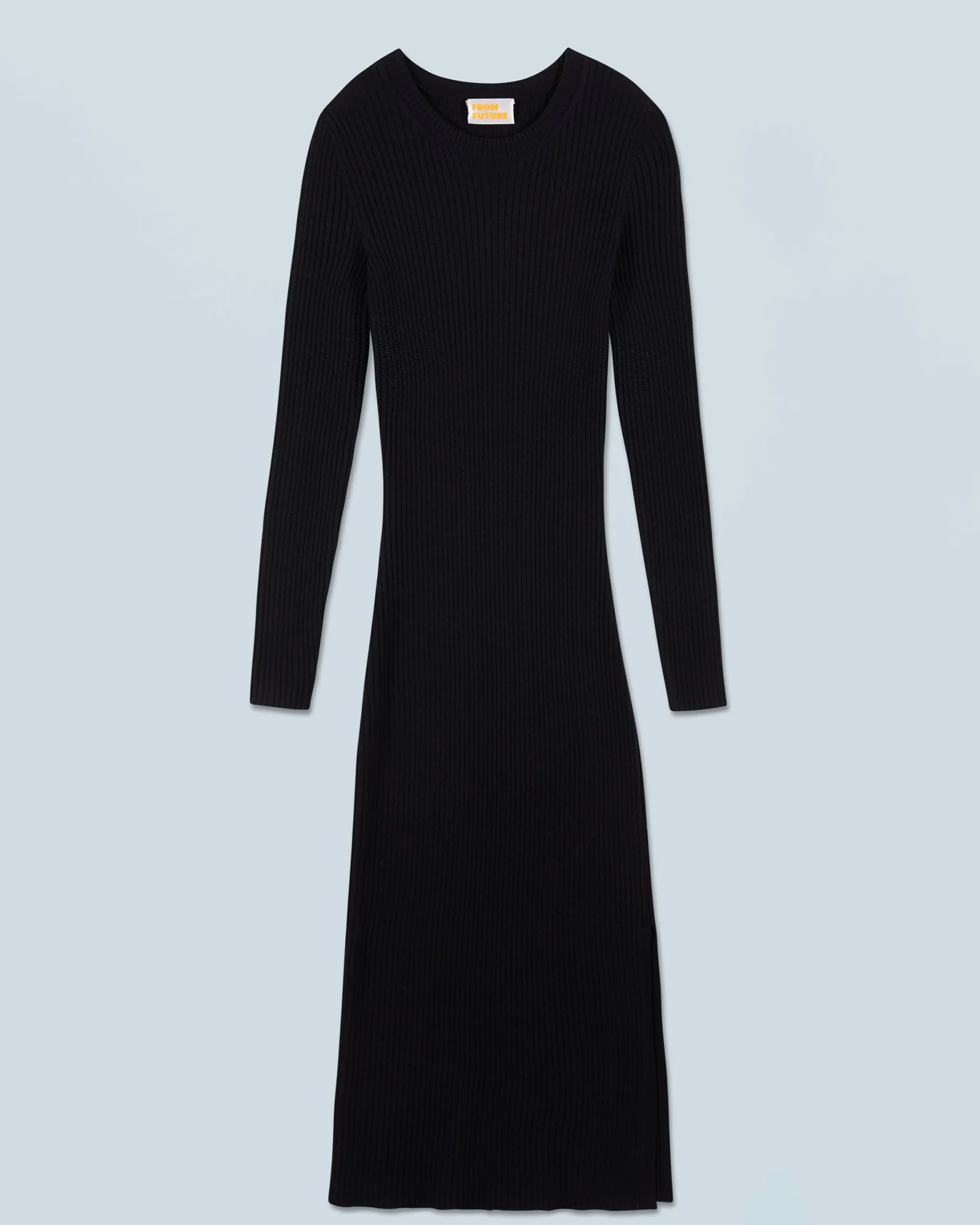 Long Sleeve Ribbed Slit Long Dress