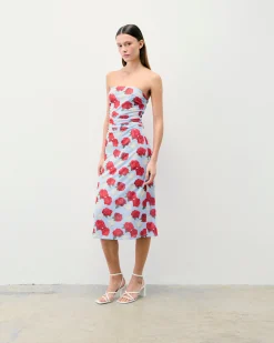 Long Strapless Mesh Dress