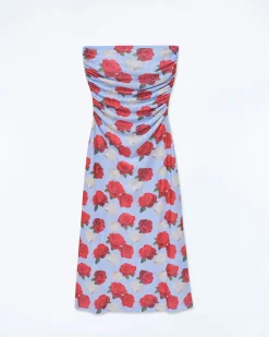 Long Strapless Mesh Dress