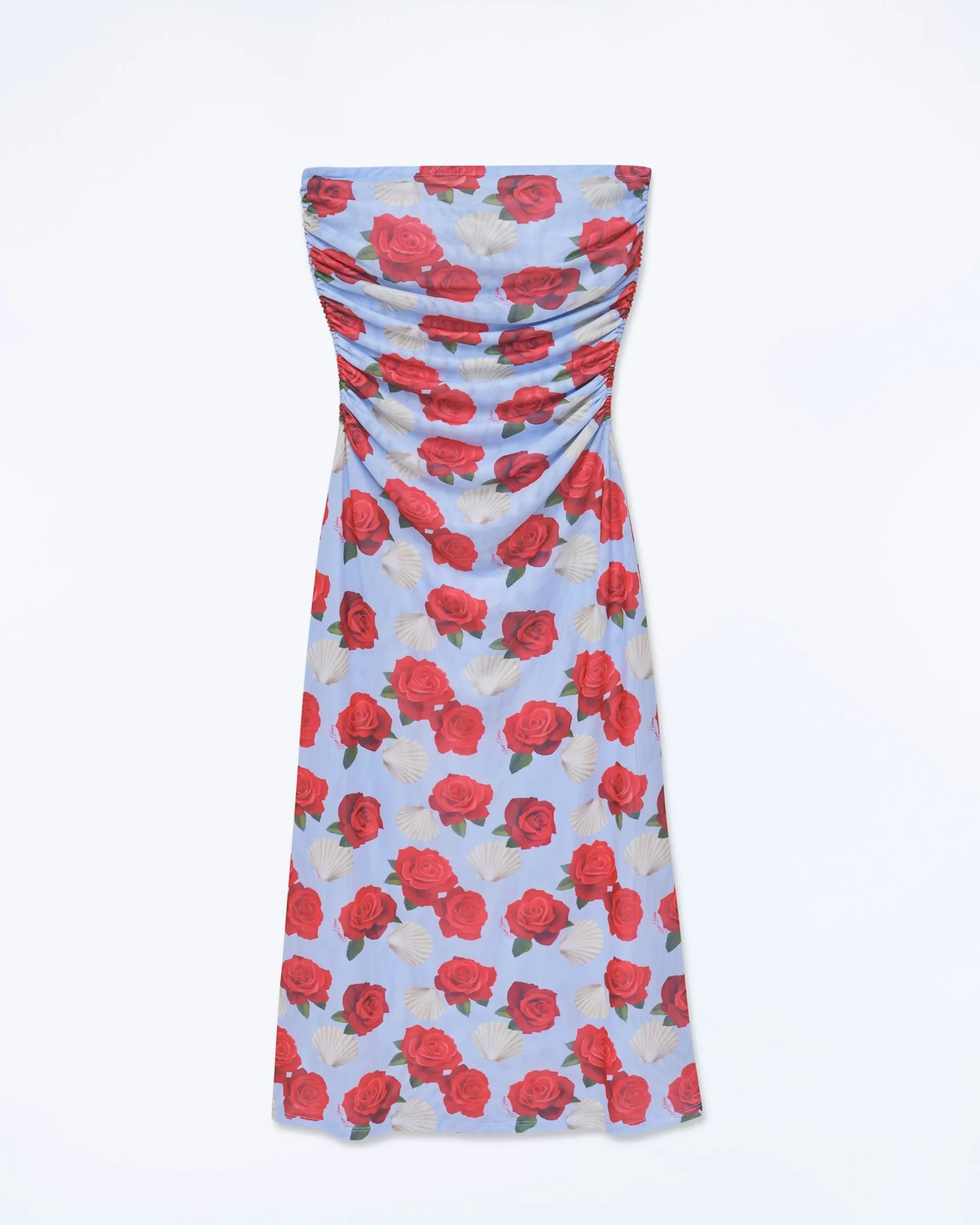 Long Strapless Mesh Dress