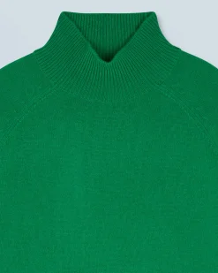 Mock Neck Sweater with Multicolor Striped Sleeves Light