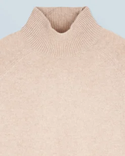 Mock Neck Sweater with Multicolor Striped Sleeves Light