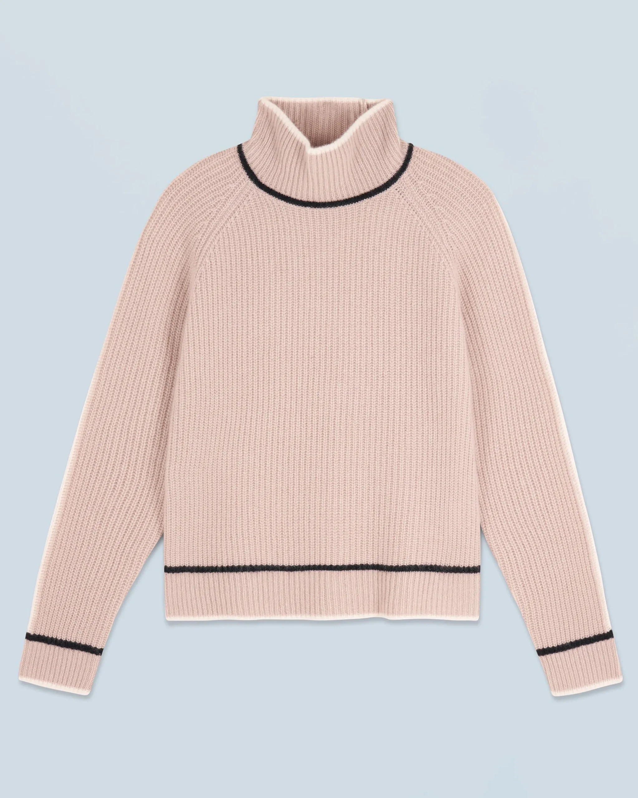 Mock Neck Tricolor Sweater in Textured Knit