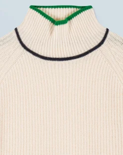 Mock Neck Tricolor Sweater in Textured Knit