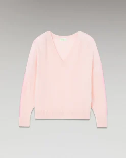 Oversized V-Neck Sweater with Two-Tone Stripes