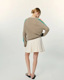 Oversized V-Neck Sweater with Multico Sleeves