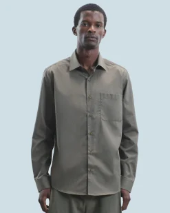 Plain Embroidery Long Sleeve Shirt