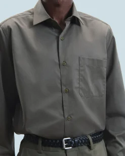 Plain Embroidery Long Sleeve Shirt