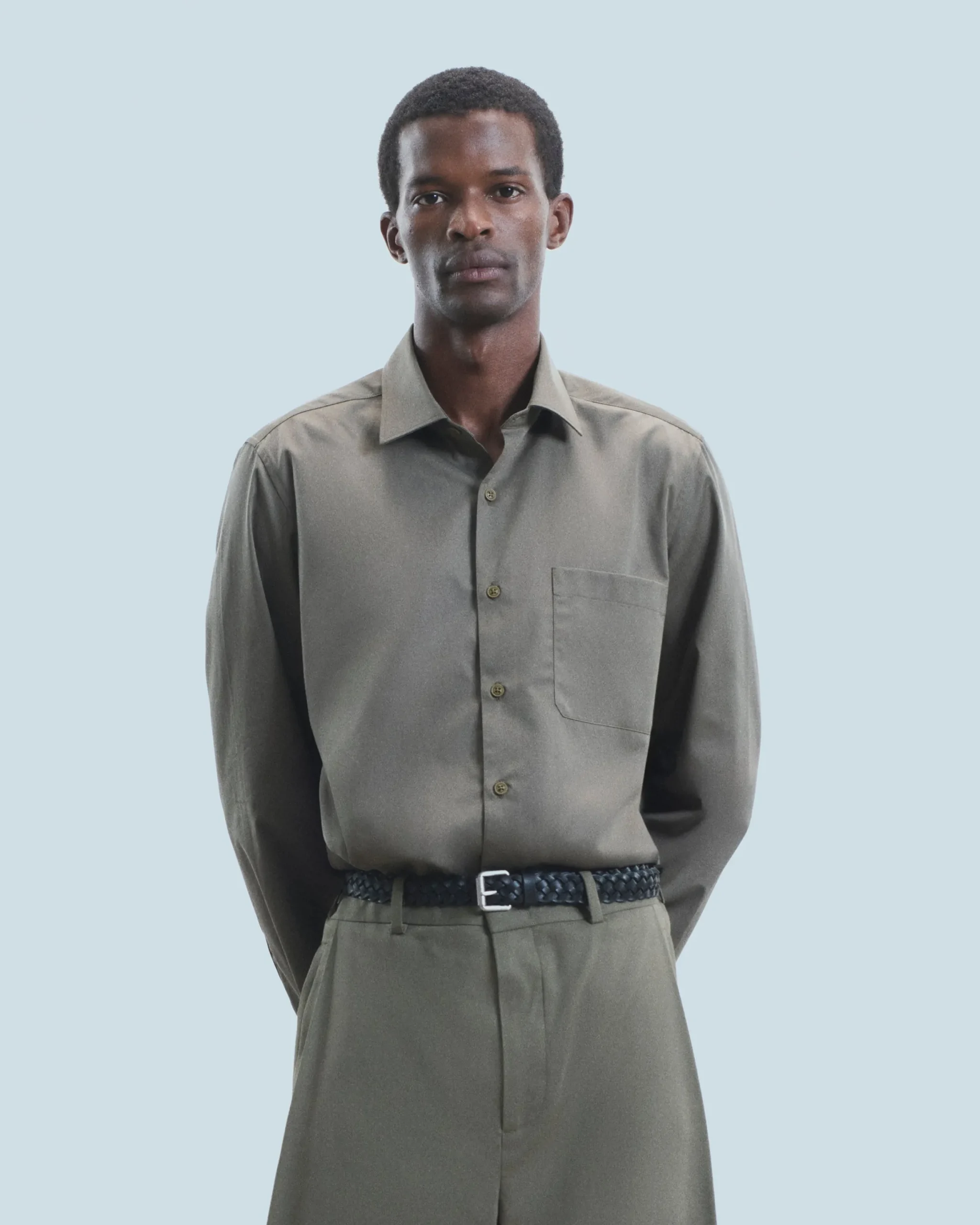 Plain Embroidery Long Sleeve Shirt