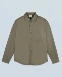 Plain Embroidery Long Sleeve Shirt