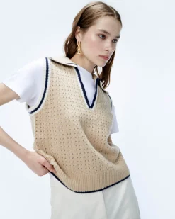 Polo Neck Sleeveless Sweater