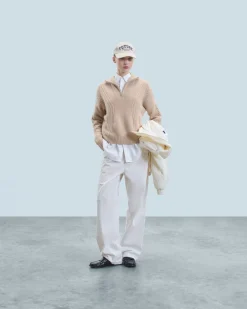 Quarter Zip Neck Sweater with Twisted Details