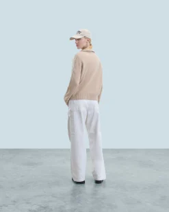 Quarter Zip Neck Sweater with Twisted Details