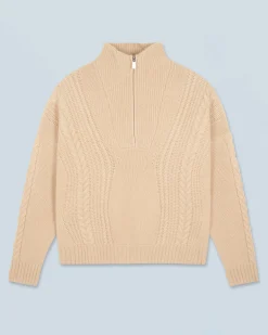 Quarter Zip Neck Sweater with Twisted Details
