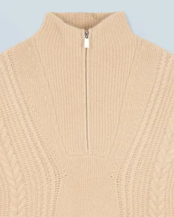 Quarter Zip Neck Sweater with Twisted Details