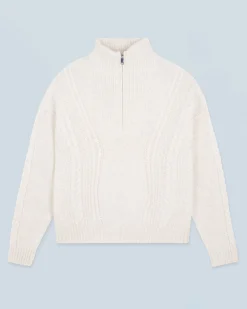 Quarter Zip Neck Sweater with Twisted Details