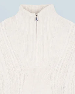Quarter Zip Neck Sweater with Twisted Details