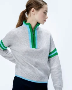 Ribbed Quarter Zip Neck Sweater
