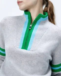 Ribbed Quarter Zip Neck Sweater
