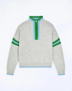 Ribbed Quarter Zip Neck Sweater