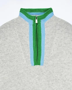 Ribbed Quarter Zip Neck Sweater