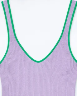 Ribbed Tank Top with Contrasting Trims