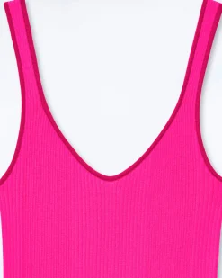 Ribbed Tank Top with Contrasting Trims